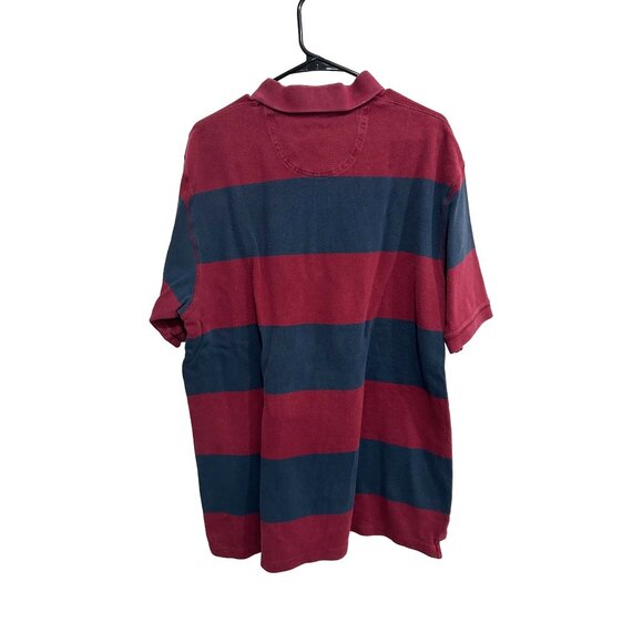 Izod Rock Washed Striped Polo Shirt Red/Blue Size XL - Picture 2 of 8